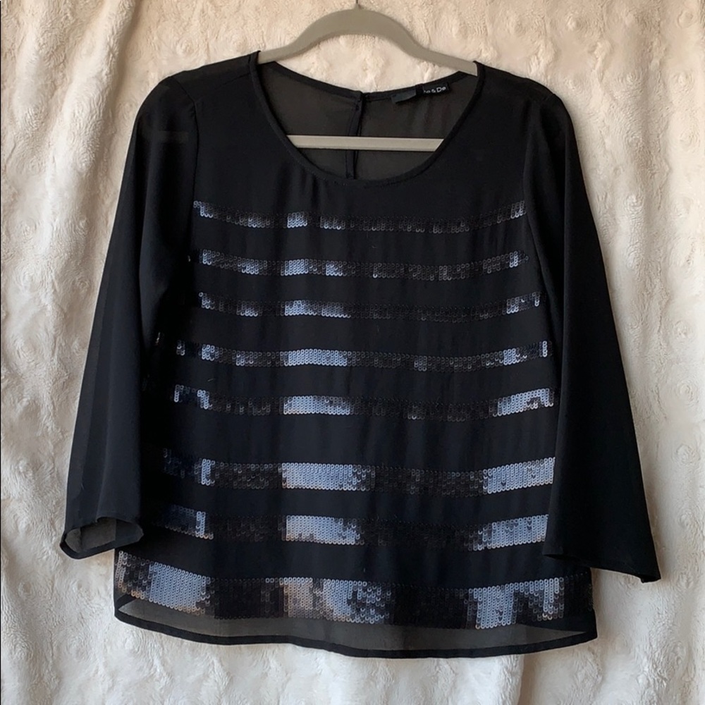 NEw! Ro & De flowy black blouse with sequin detail